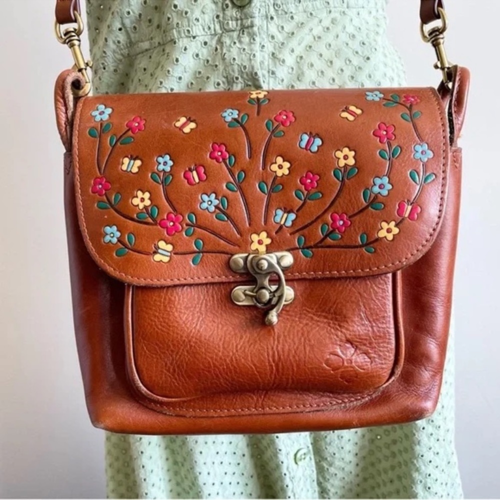 Patricia Nash Brown Floral Crossbody Bag